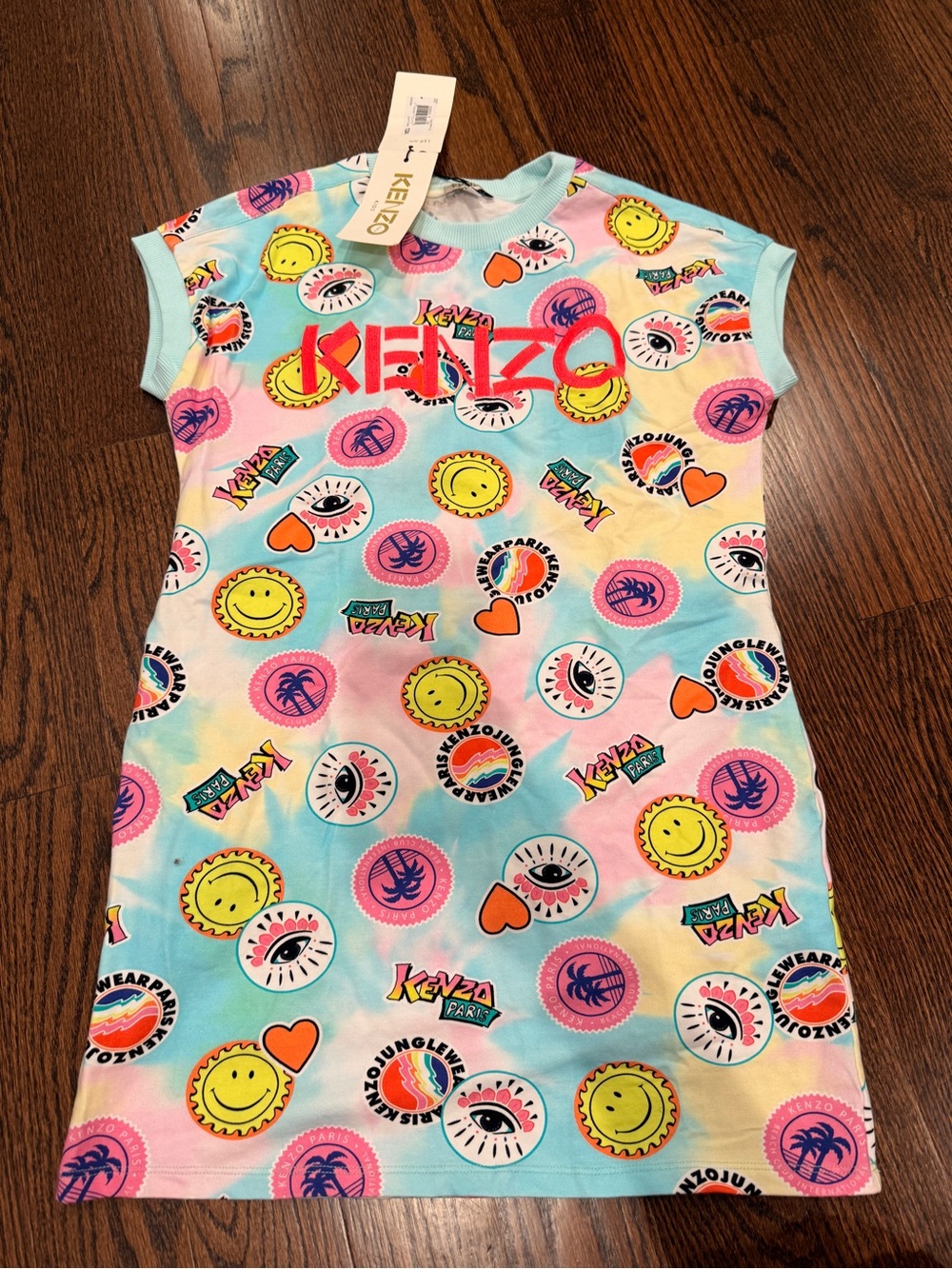 Kenzo Kids Pastel Tie-Dye Smile Motif dress